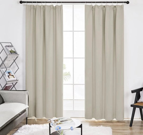 Gordino di oscuramento, Opaco, Tendina in seta con cordoncino - 1 pezzo, Tendina extra lunga, Elegante, Liscio, Salotto, Camera da letto, 135x300 cm, Colorazione donkerturkoois