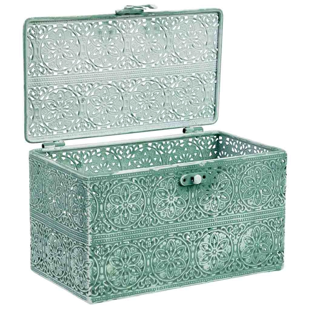 Scatola in metallo verde 20.5x12.5x11.5h cmh cm
