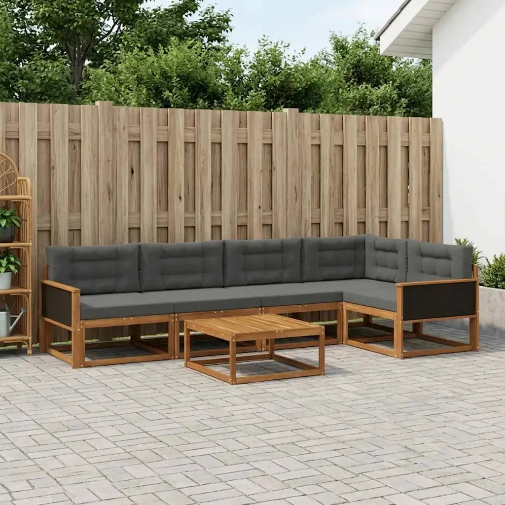 Set di divani da esterno con cuscino 6 pcs Naturale e Antracite