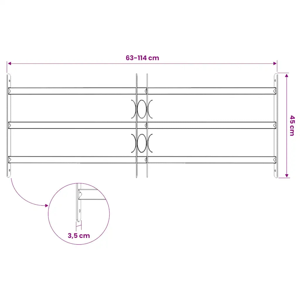 Grate per Finestre Regolabili 3 Barre Trasversali 700-1050 mm CFW3628675