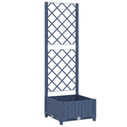Fioriera | Cassetta per fiori | Vaso da giardino con traliccio blu grigio 40x40x121,5 cm PP