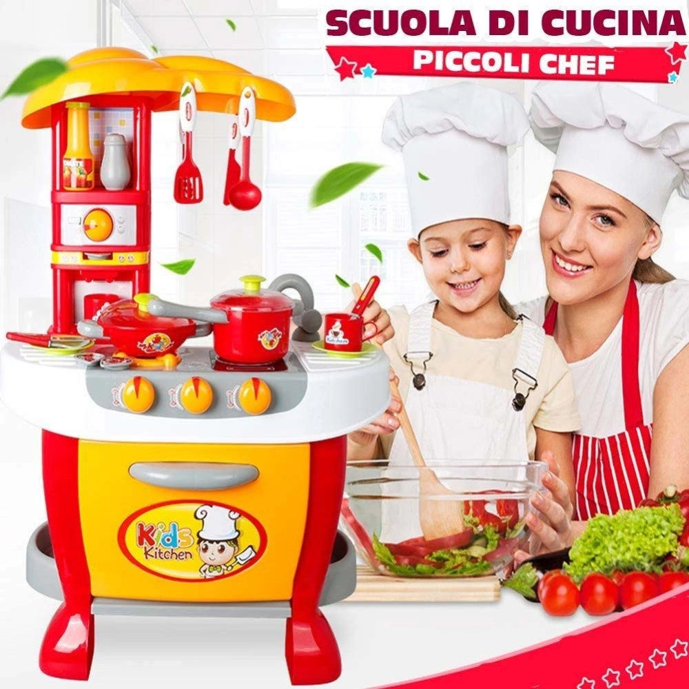 Trade Shop - Cucina Scuola Piccoli Cuochi Fornello Con Luci E Suoni E Accessori Di Gioco -