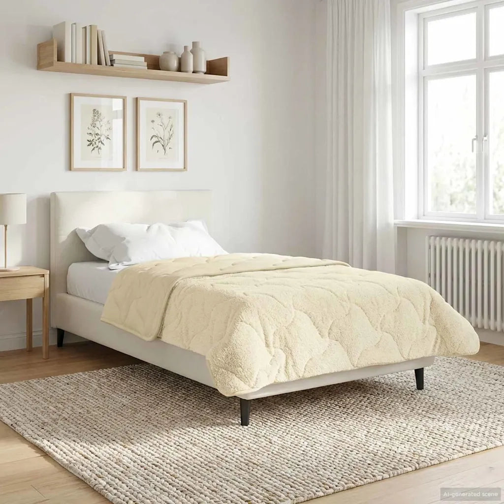 Duvet Invernale Crema 140 x 200 cm Microfibra e Fleece Teddy 42026362