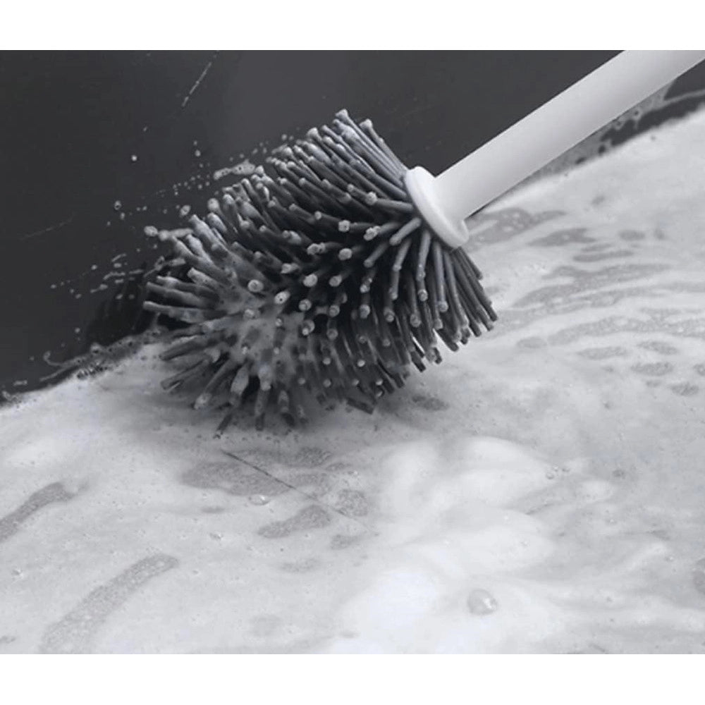 Trade Shop - Scopino Wc Setole In Silicone Plastica Spazzola Ricambio Pulizia Profonda 87619 -