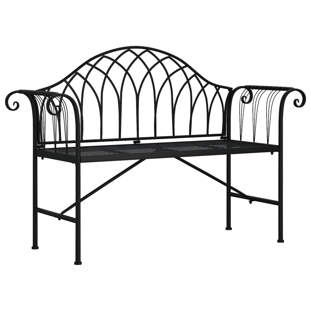 Panca da Giardino a 2 Posti 128 cm Nera in Acciaio 318828