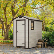 Casetta da giardino Cranbrook, Capanno da esterno, Rimessa da giardino, Ripostiglio per attrezzi, 130x192 h198 cm, Beige