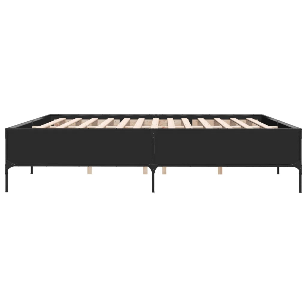 Giroletto Nero 180x200 cm in Legno Multistrato e Metallo