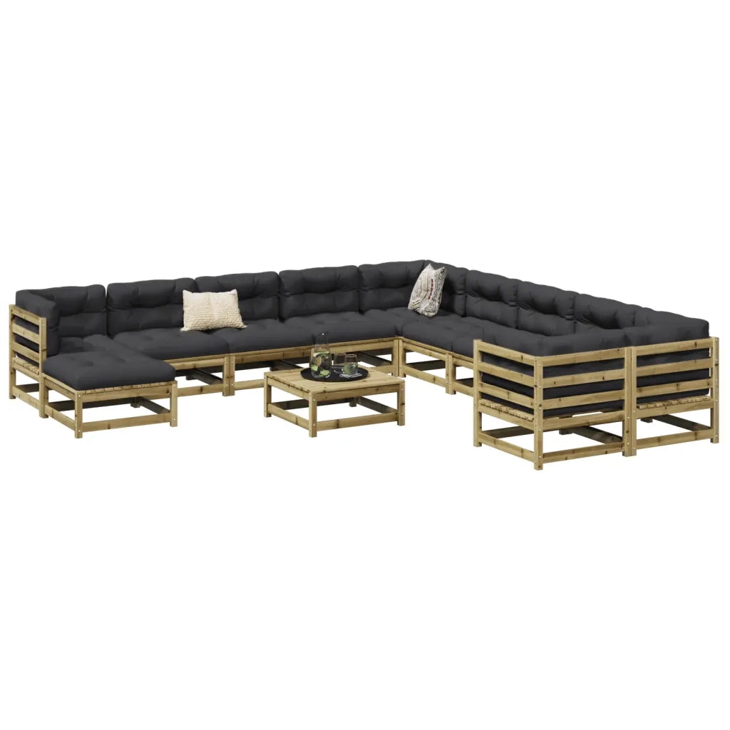 Set Divani da Giardino 12 pz in Legno Impregnato di Pino 3299654