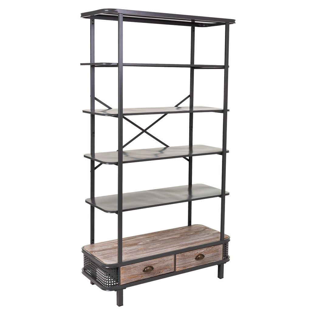 Scaffale in metallo grigio e legno 100x40x181h