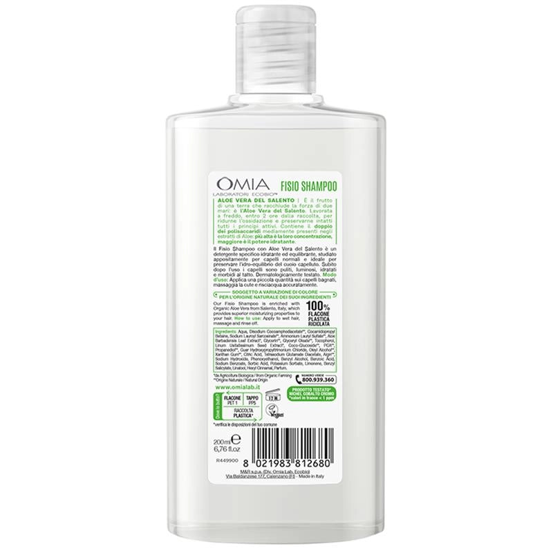 OMIA ECOBIO FISIO SHAMPOO ECOBIOLOGICO ALOE VERA DEL SALENTO IDRATANTE CAPELLI SECCHI NORMALI 0% SILICONI 200ML