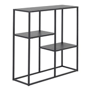 Tavolo consolle con 3 ripiani acciaio 80 x 80 x 26 cm nero opaco 03_0008594