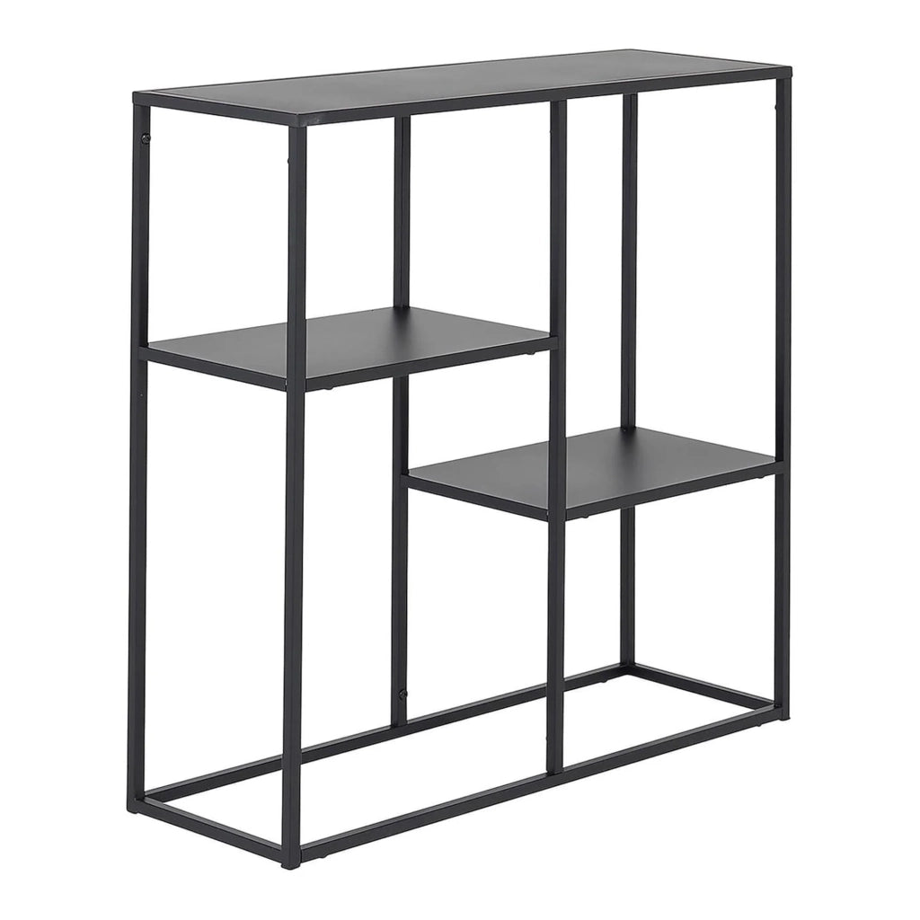 Tavolo consolle con 3 ripiani acciaio 80 x 80 x 26 cm nero opaco 03_0008594