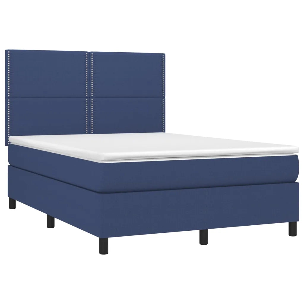 Letto a Molle con Materasso e LED Blu 140x200 cm in Tessuto cod mxl 62440