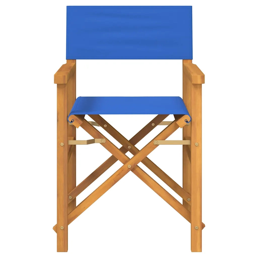 Sedia da Regista Pieghevole Blu in Legno Massello di Teak