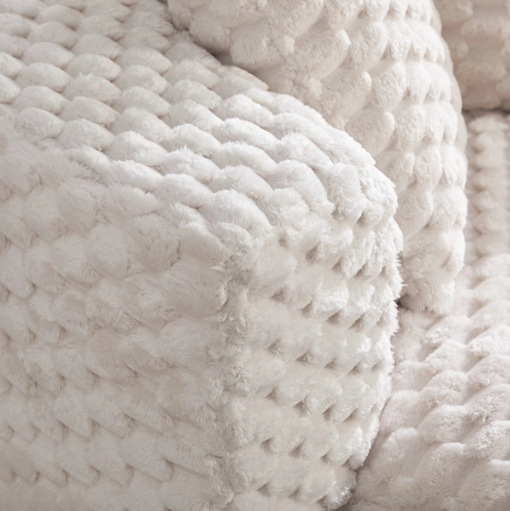 Poltrona in schiuma 129x116x65 cm con pouf, beige