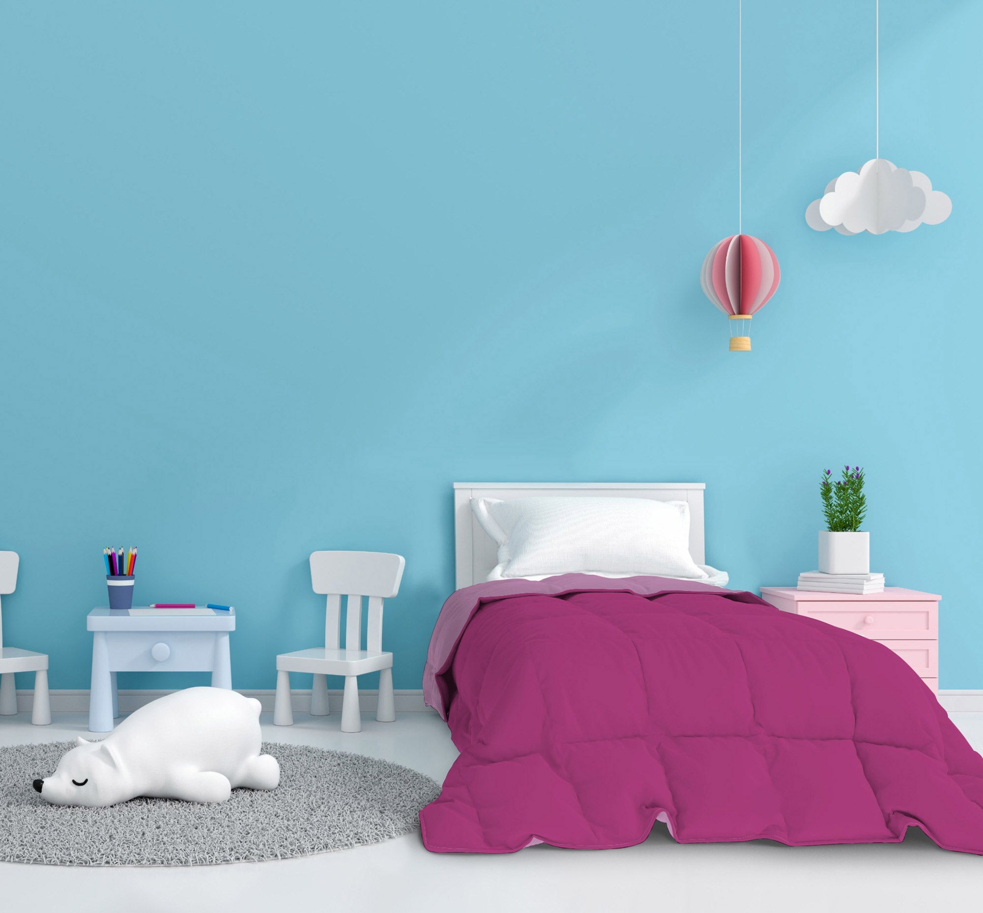 Trapunta Invernale Singola Doubleface 300gr Lilla/Fuxia