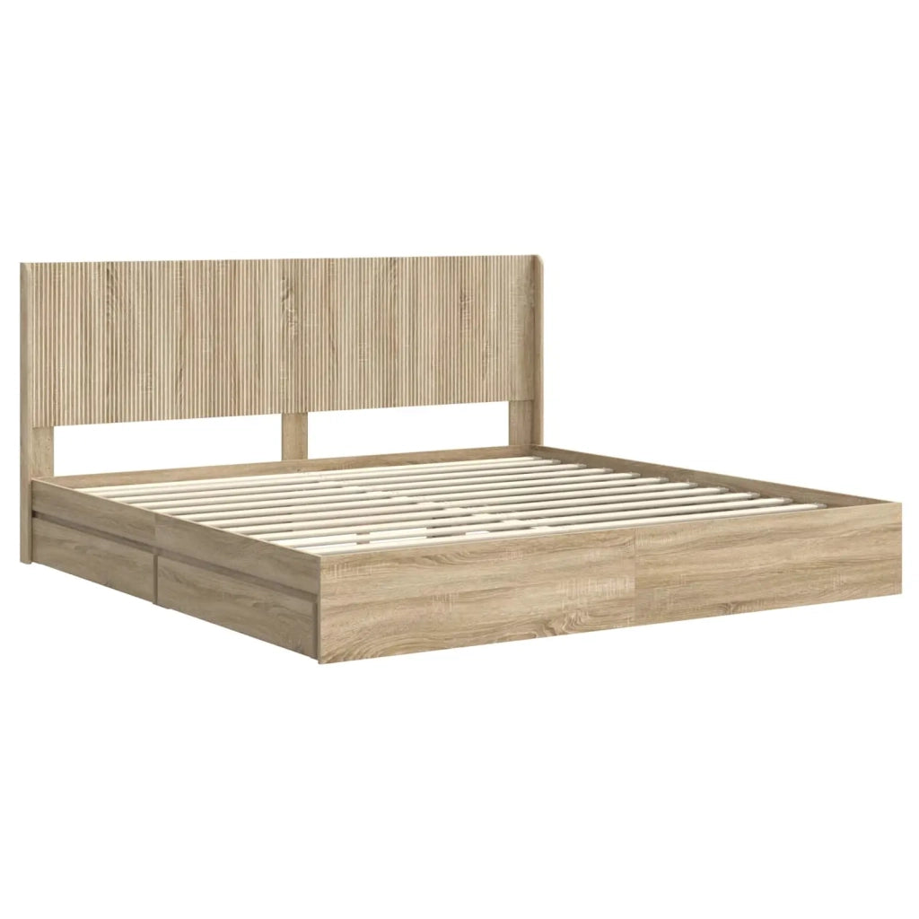 Struttura del letto con stoccaggio e testata Rovere Sonoma