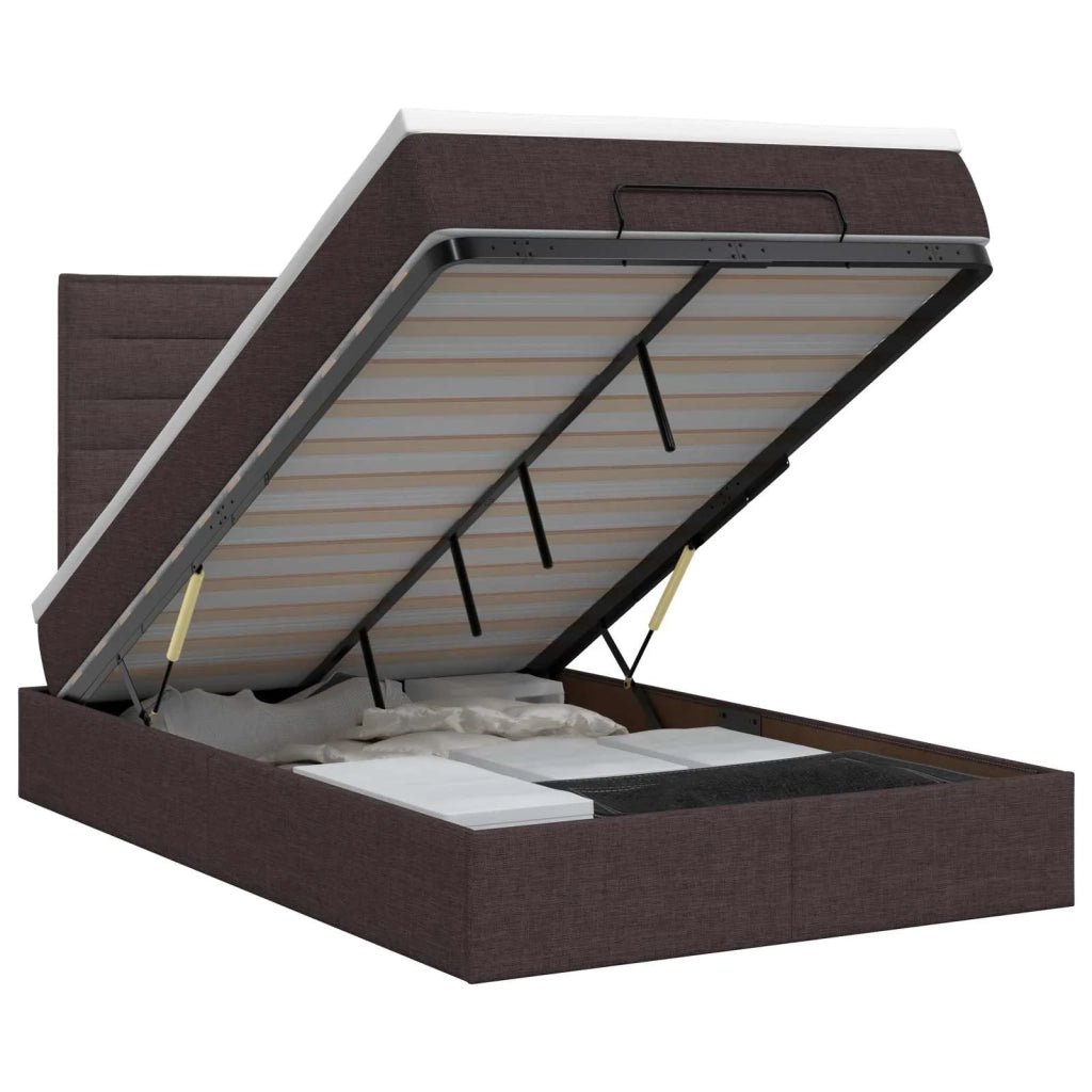 Letto ottomano con materasso Marrone Scuro 120 x 190 cm Tessuto 3457393
