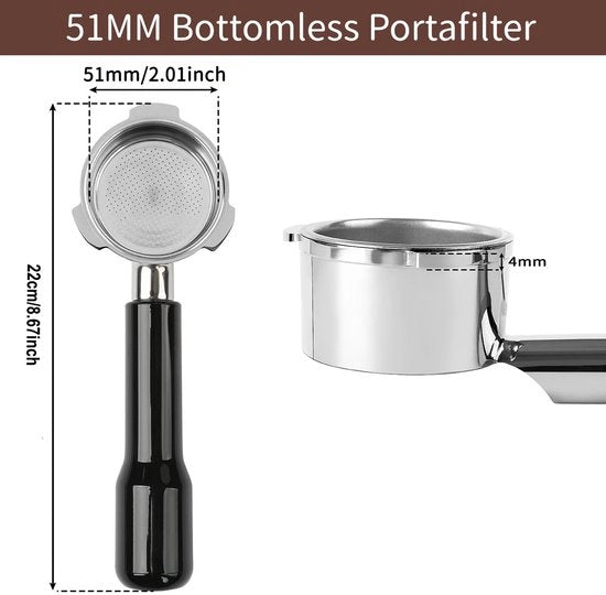 Filtro portatile senza fondo da 51 mm Adatto per CM5418, filtro portatile con 3 orecchie e setaccio da 51 mm, Adatto per macchine per caffè CASABREWS CM5418, Adatto per 3700Essential e 5418Pro, supporto filtro in acciaio inossidabile.