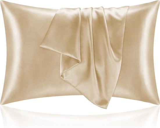 Cuscino a doppio strato in seta - cuscino morbido e soffice - chiusura a sacco - protetto contro allergie e parassiti - protegge capelli e pelle dalle rughe - 51x66cm - colore arancione