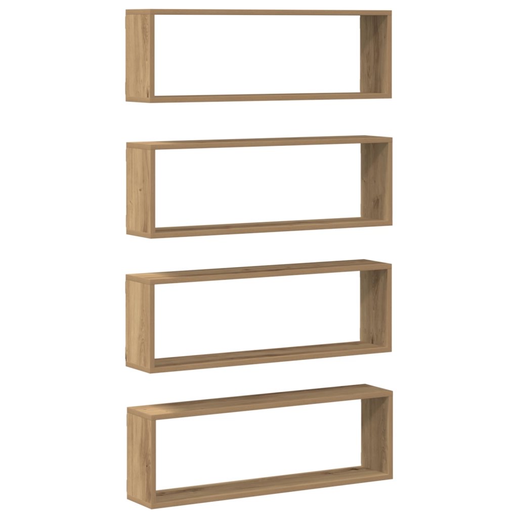 Mensole da parete 4 pezzi Rovere artigianale 80x15x26 cm in legno ingegnerizzato