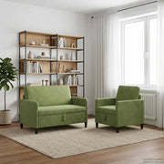 Set di Divani con Storage 2 pz Verde chiaro Poliestere 3429165