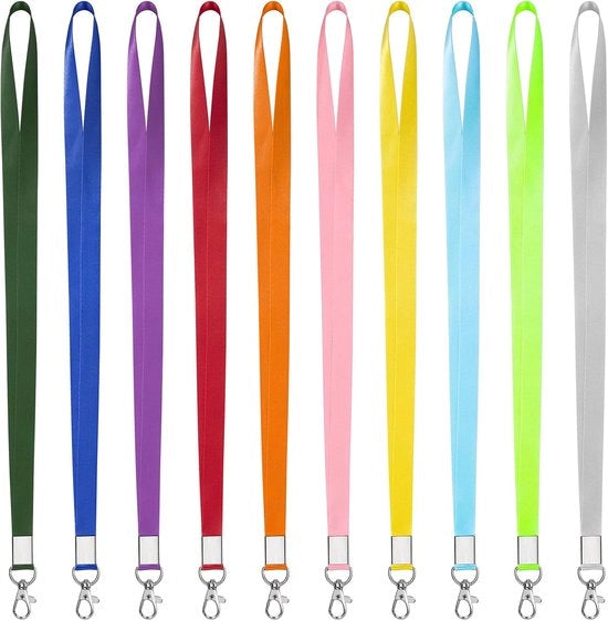 Lanyards premium per ufficio - Badge - Lanyards in nylon - Colorati - Karabina girevole - Porta carte - ID - 10 pezzi
