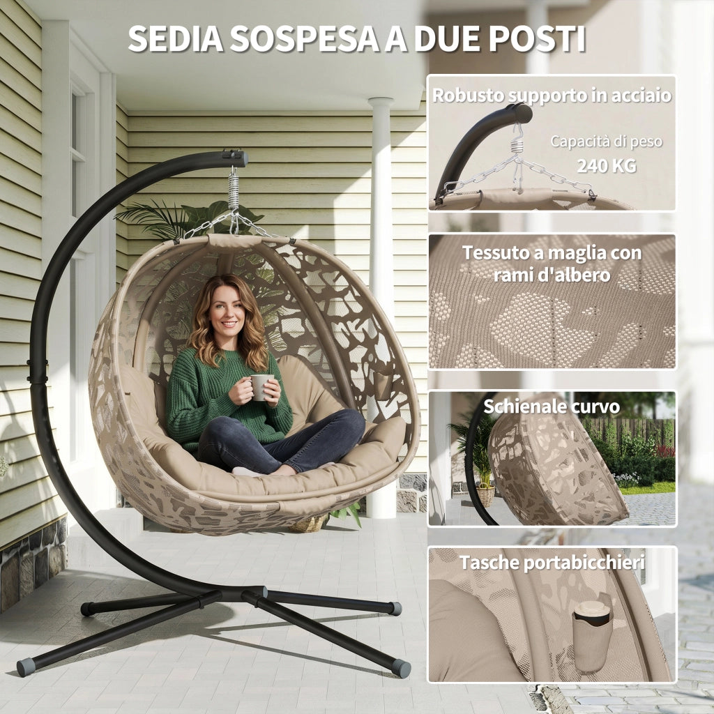 Poltrona Sospesa Relax 2 Posti ¨C zephmum ¨C Grigio 126x126x176 cm
