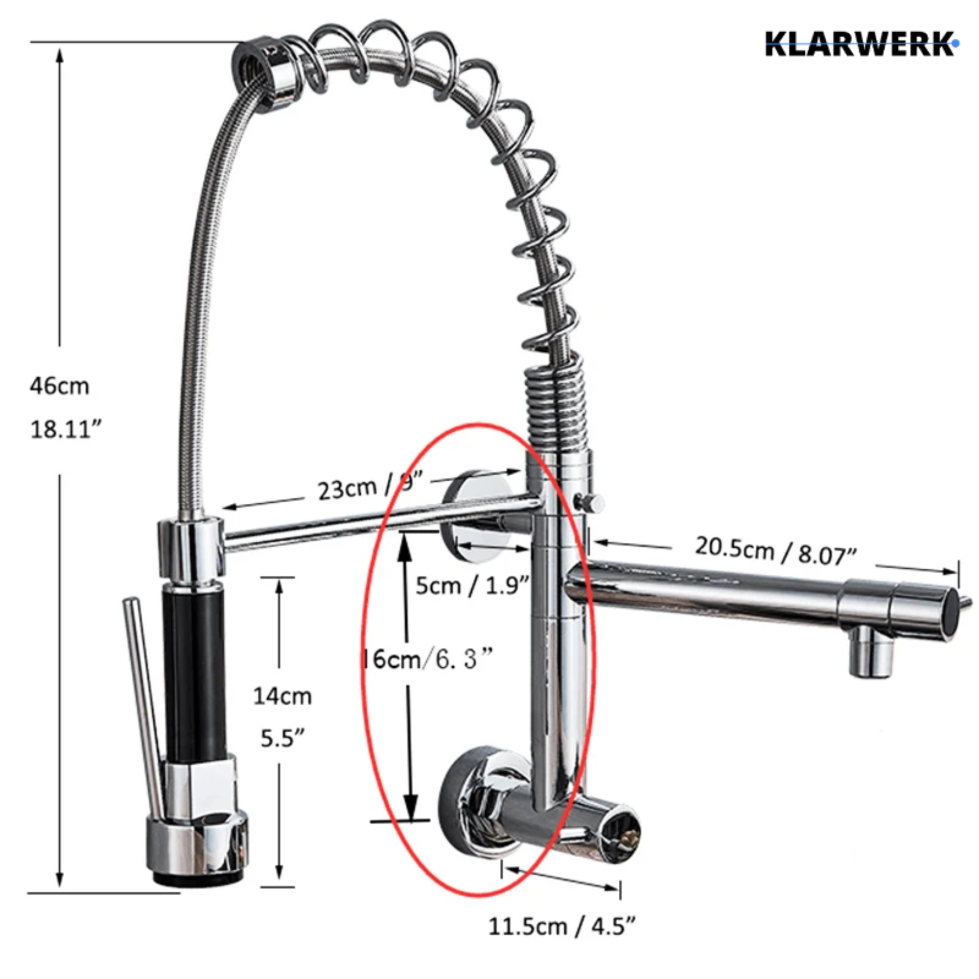 Björn |Gastronomia rubinetto acqua fredda monoforo a parete cromo|rubinetto cucina professionale acciaio inox due docce|lavello doppio ristorante