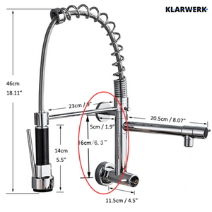 Björn |Gastronomia rubinetto acqua fredda monoforo a parete cromo|rubinetto cucina professionale acciaio inox due docce|lavello doppio ristorante