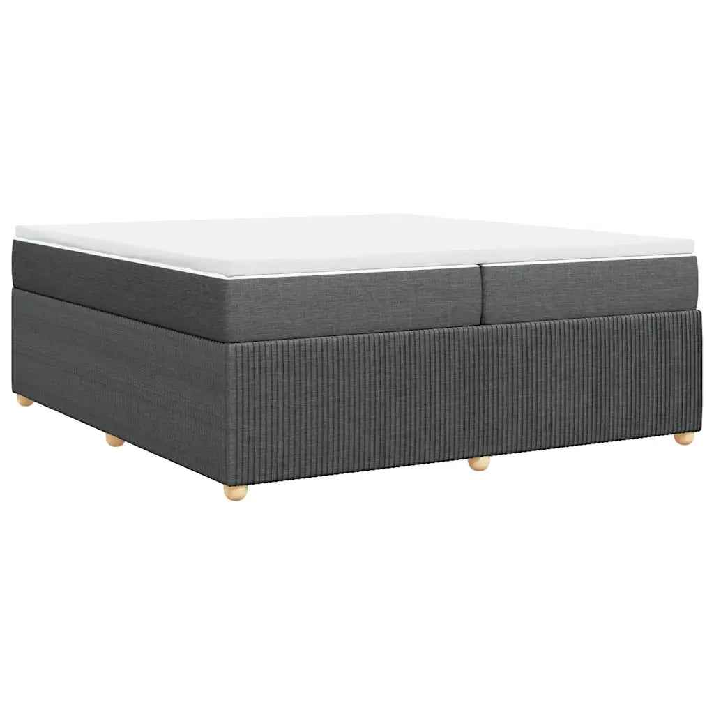 Giroletto a Molle con Materasso Grigio Scuro 200x200 cm Tessuto