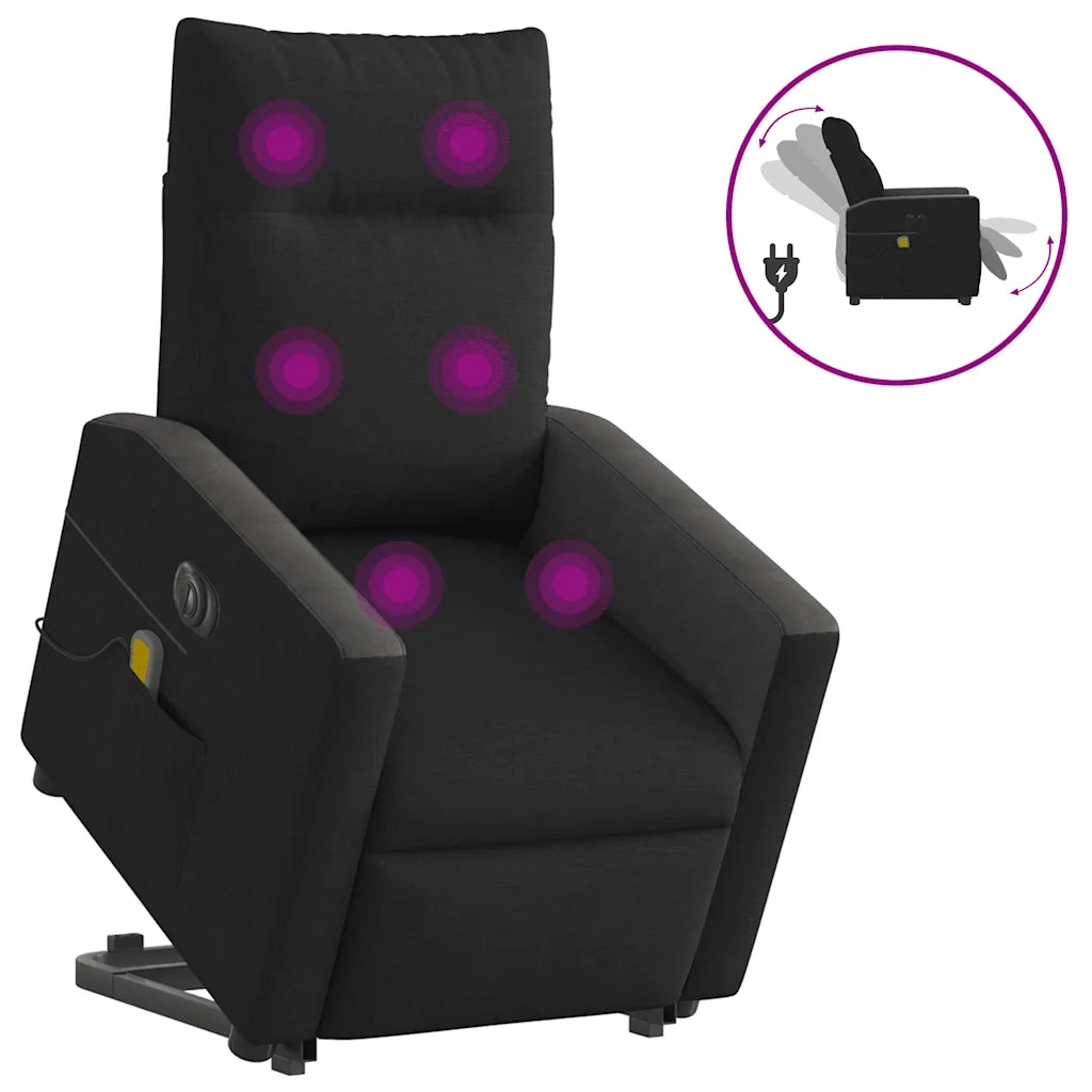 Poltrona Alzapersona Massaggiante Elettrica Nera in Tessuto 3324075