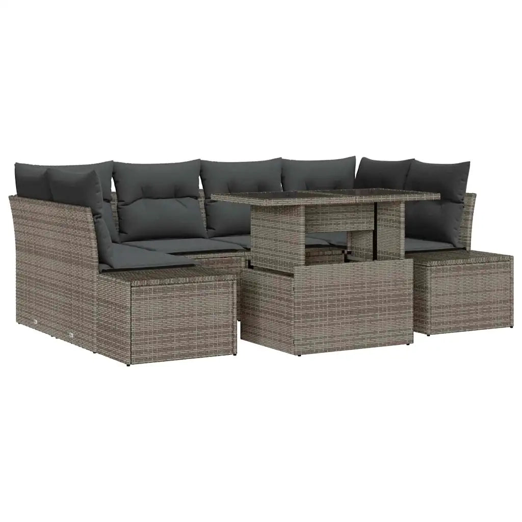 Set Divano da Giardino con cuscino 7 pcs Grigio
