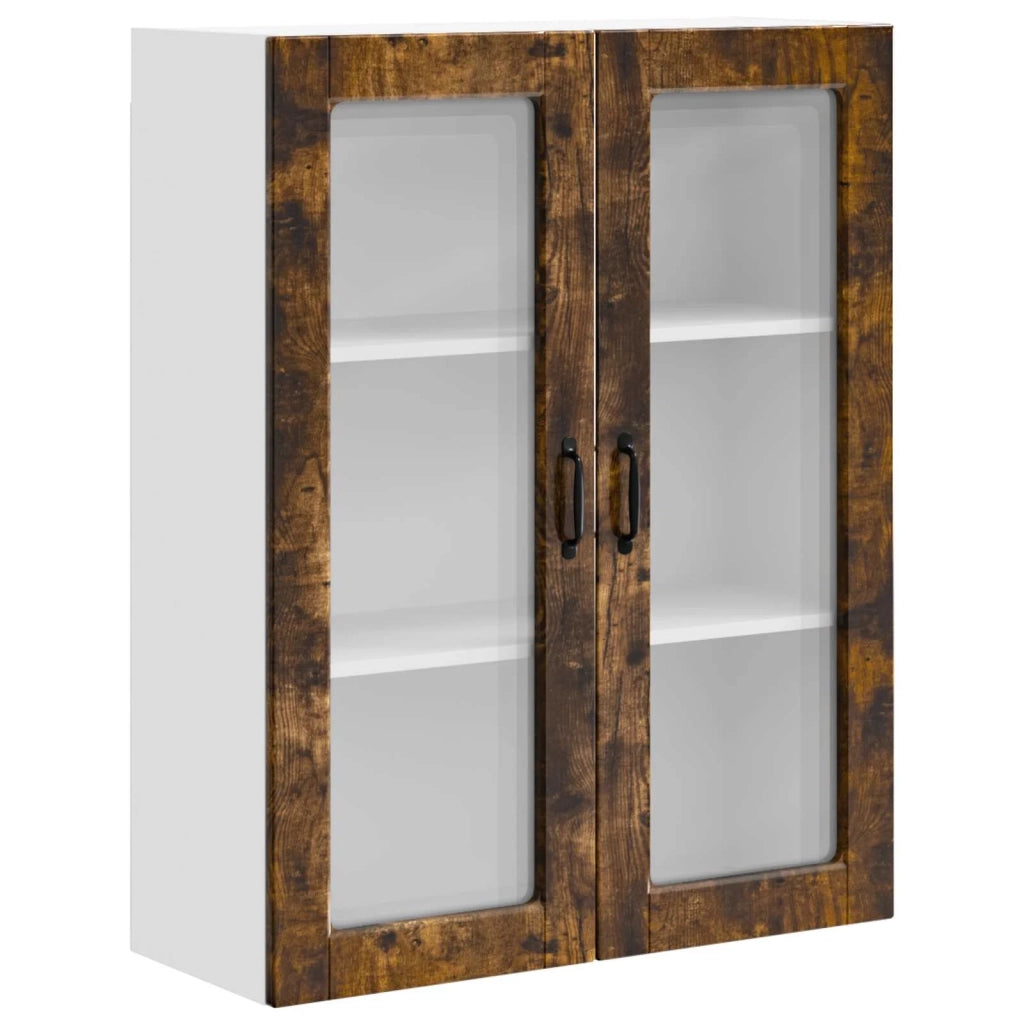 Pensile da cucina | Mobile in vetro da parete PORTO Rovere fum¨¦ 80 x 31 x 100 cm