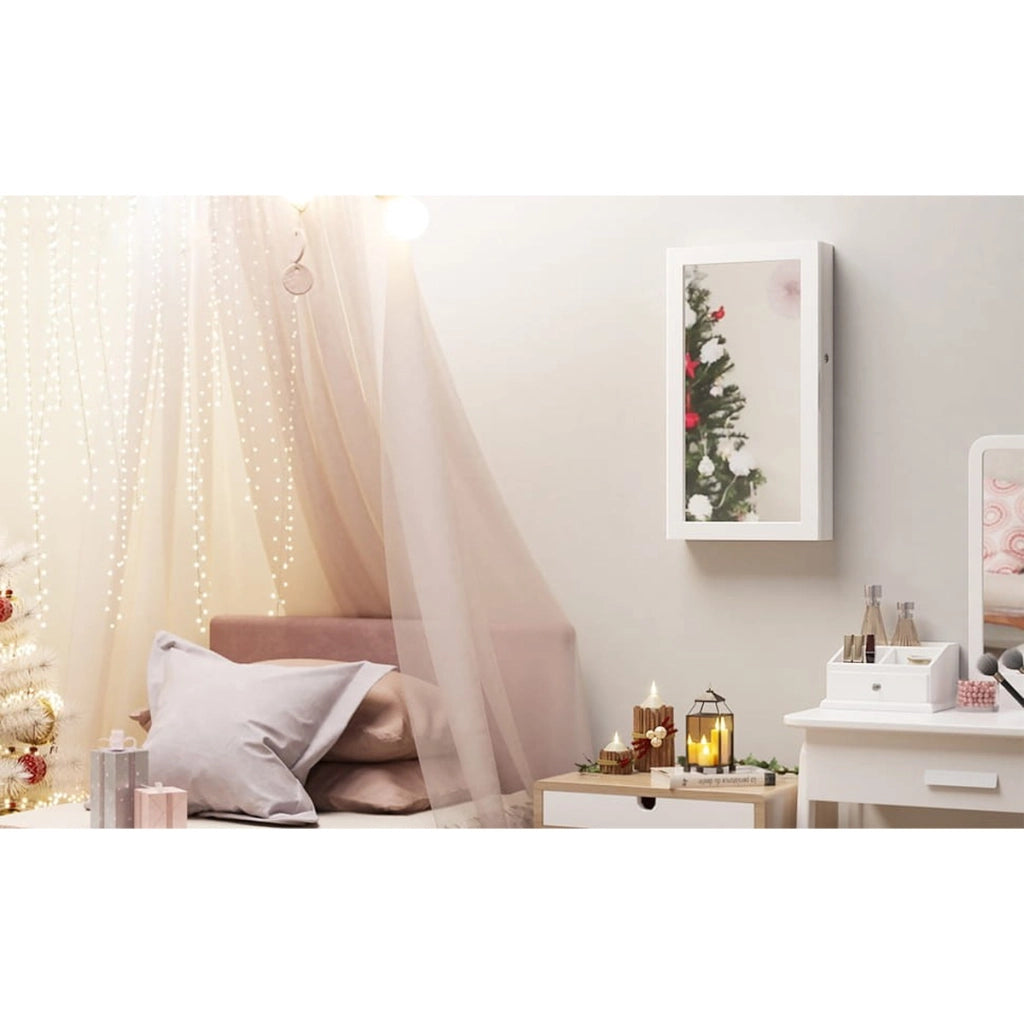 Specchiera portagioie a parete JBC51W in MDF bianco