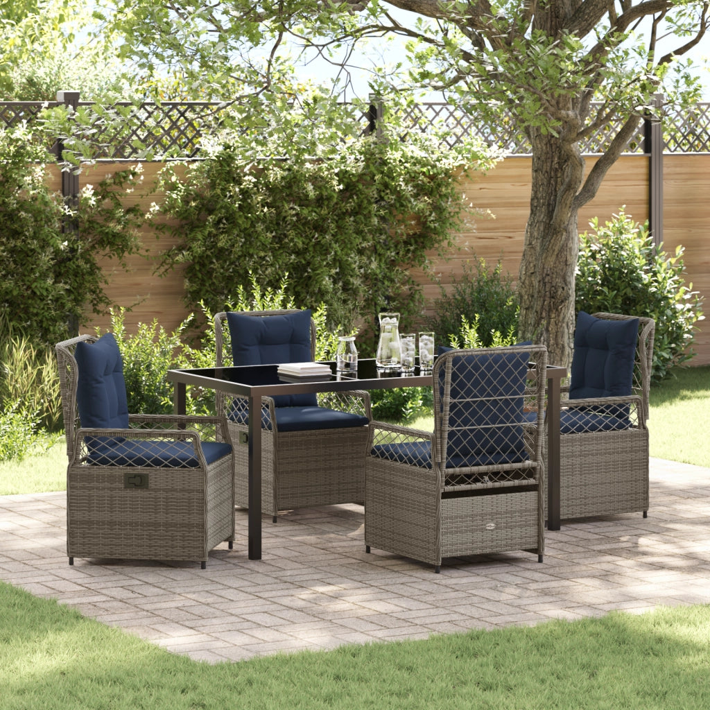 Set da Pranzo Giardino 5 Pezzi Grigio Polyrattan