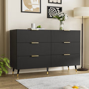 Credenza moderna con 6 cassetti 120x40x77 cm in truciolare nero e oro
