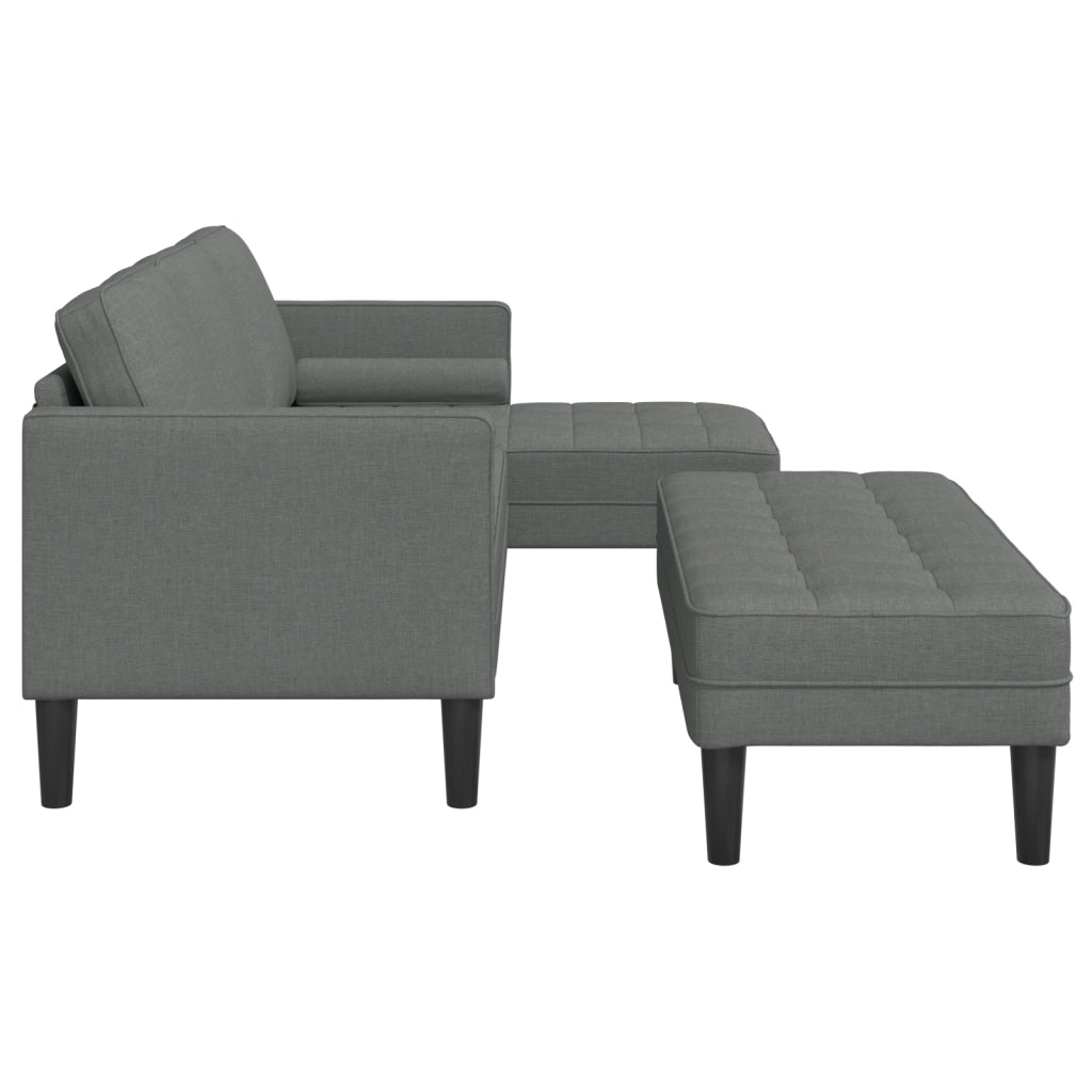 Set di divani 2 pezzi con cuscini in tessuto grigio scuro