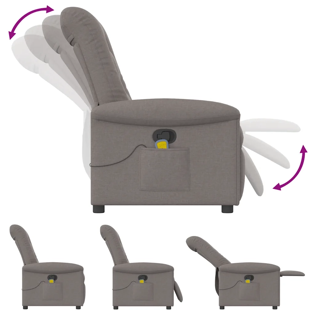 Poltrona Massaggiante | Sedia Relax Reclinabile Tortora in Tessuto