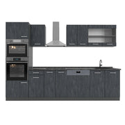 Cucina componibile R-Line Calce nera/Antracite 300 cm senza piano di lavoro Vicco