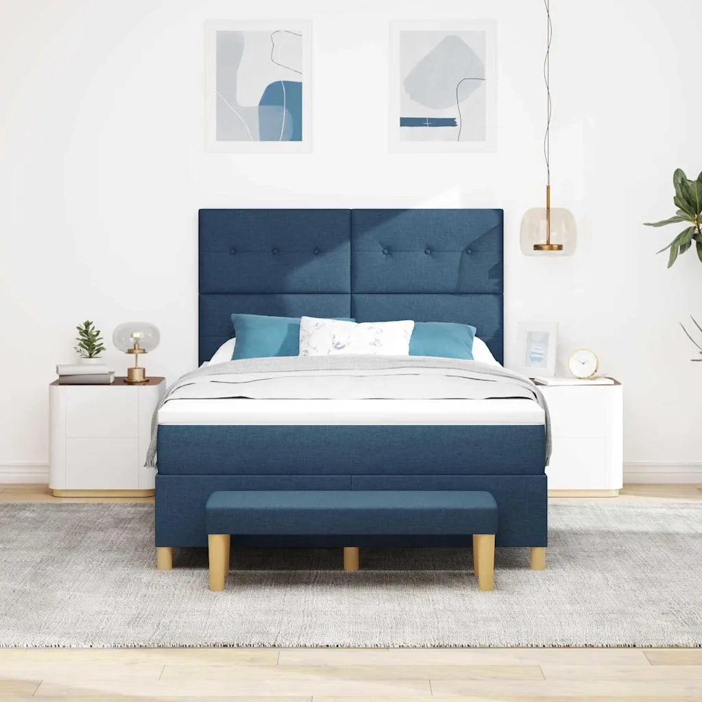 Letto a molle con materasso Blu 140 x 200 cm Tessuto