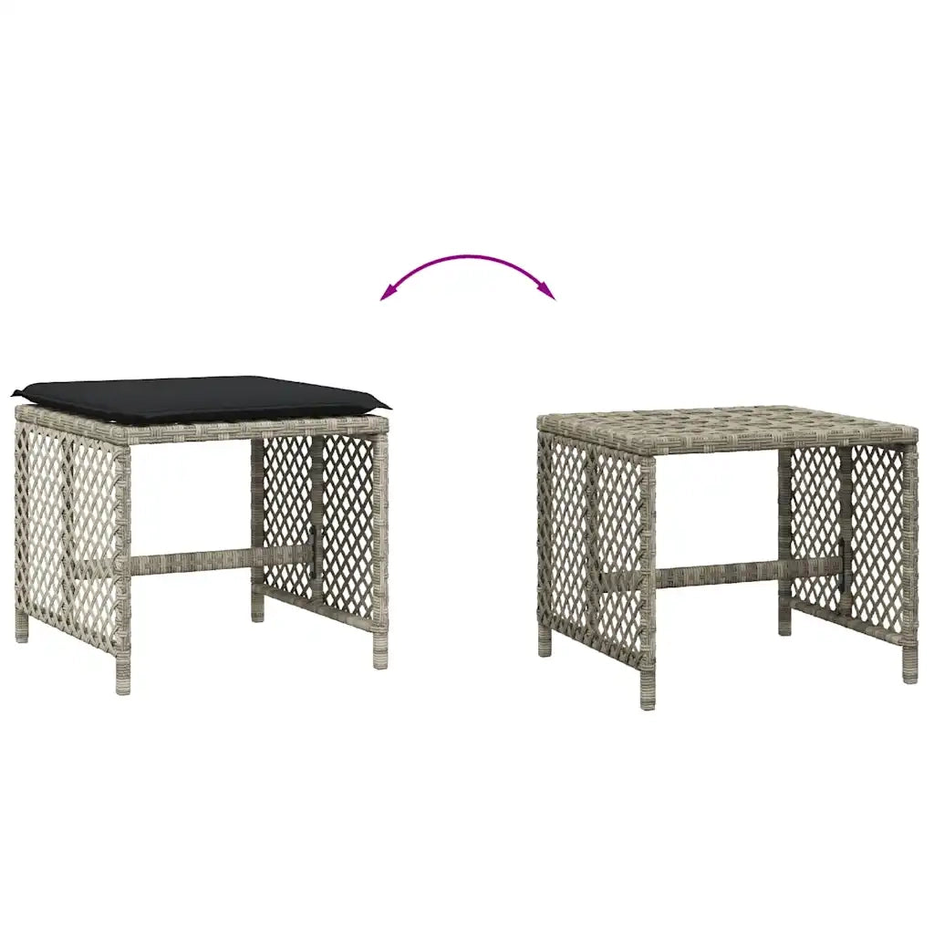 Sgabelli Giardino Cuscini 4pz Grigio Chiaro 41x41x36 Polyrattan 365053