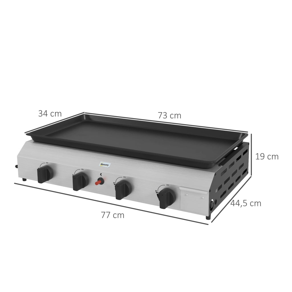 Piano cottura a gas 4 fuochi ¨C zephmum ¨C inox 73x34 cm
