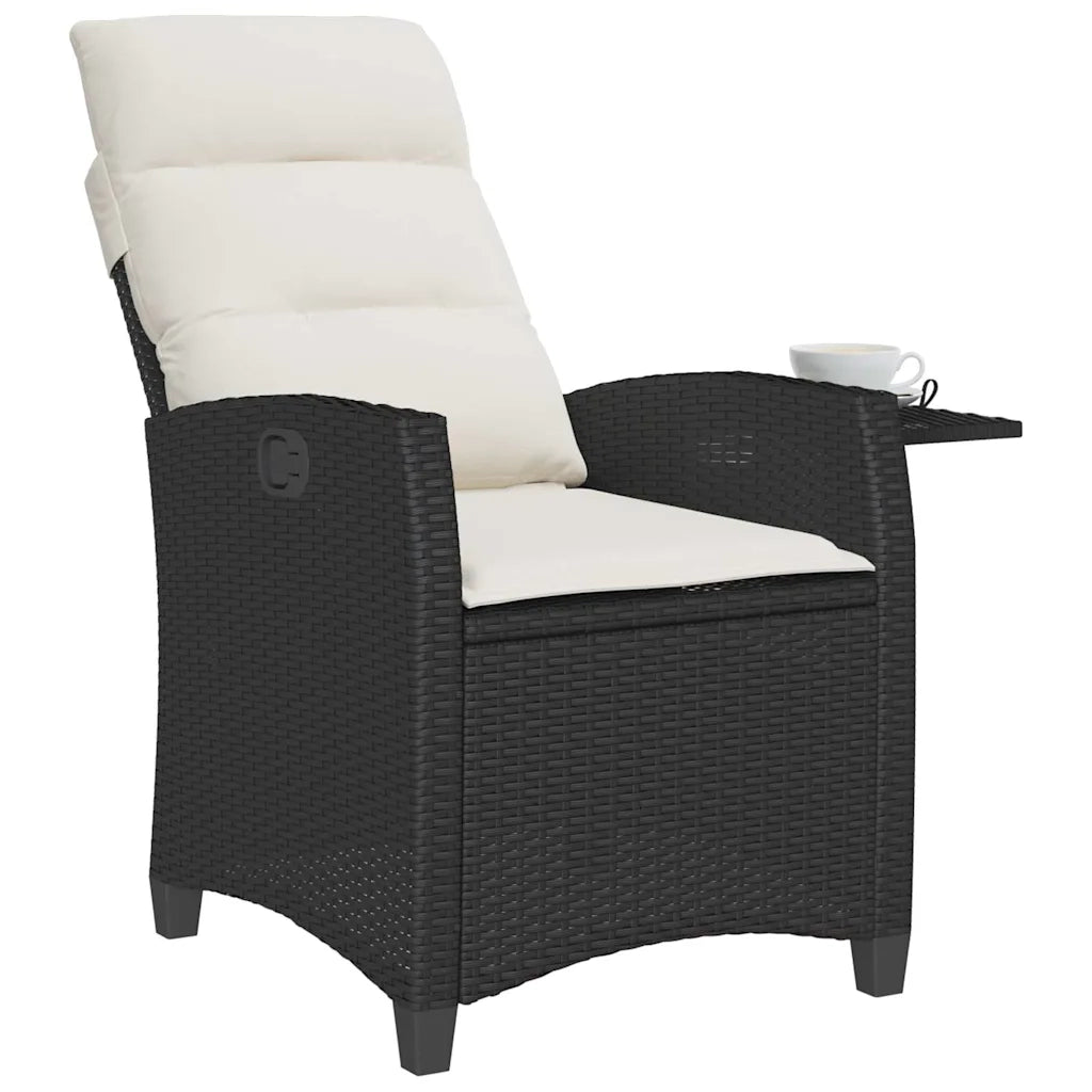 Sedia Reclinabile da Giardino con Tavolino Nera Polyrattan 4108270