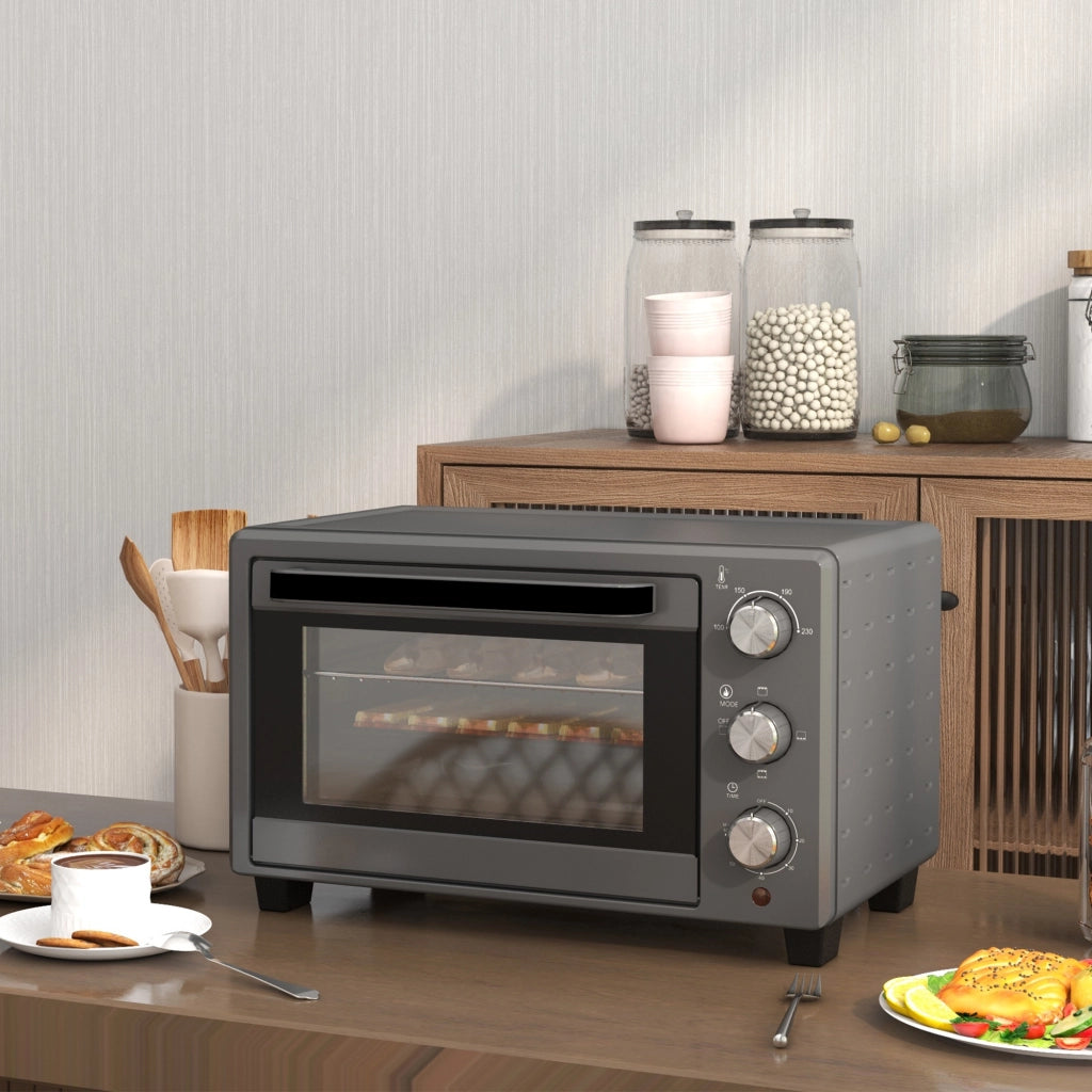 Mini Forno Elettrico 21 L 1400 W con 3 Modalità; Temperatura 100-230°C; Timer 60 Min e Teglia
