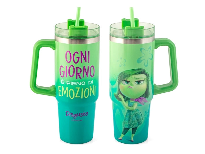 Mug termico in acciaio inox 18/10 con cannuccia inside out disgusto lt 0,9.