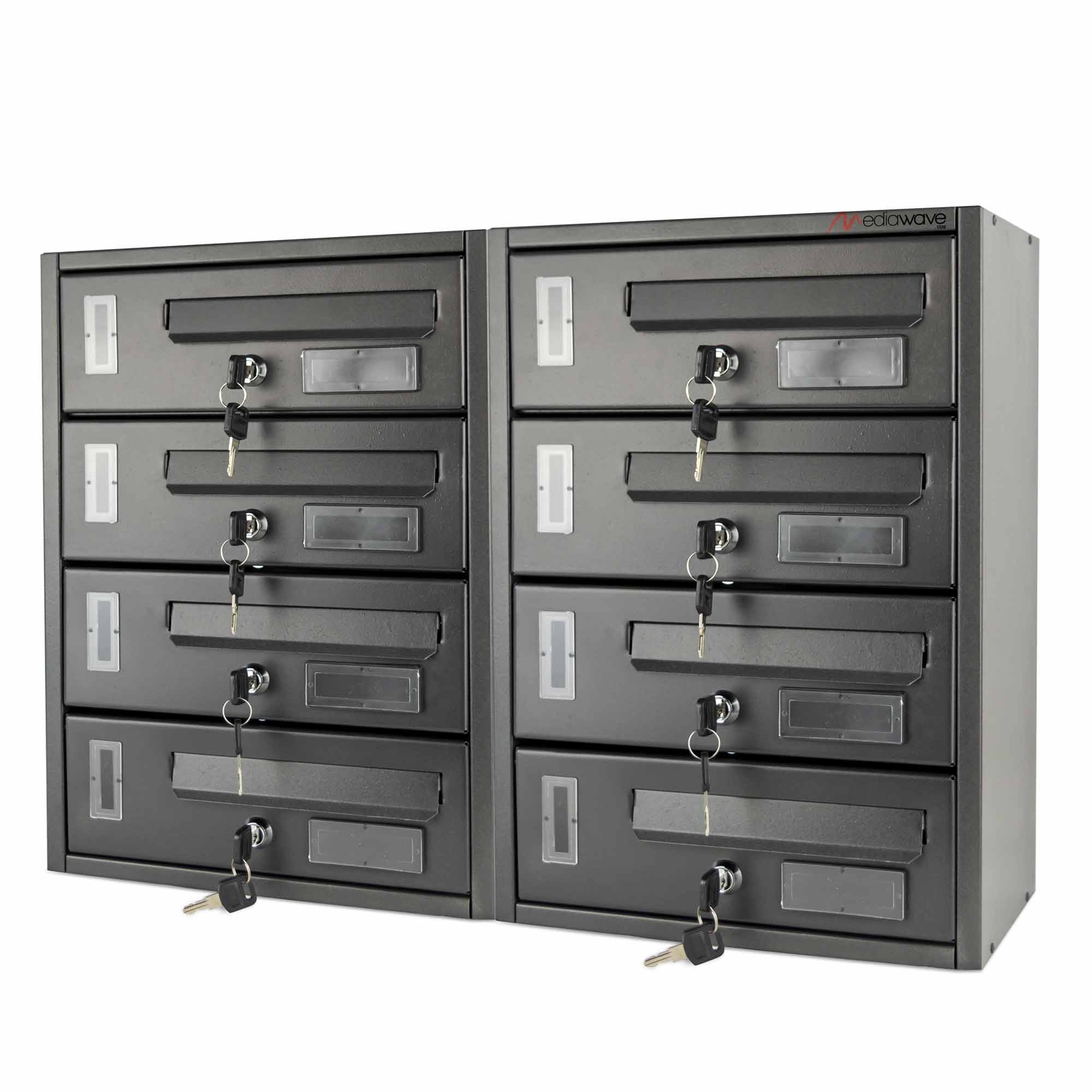 Cassette Postali 42x18x62 cm Artigian 8 Posti con Serratura in Metallo Antracite