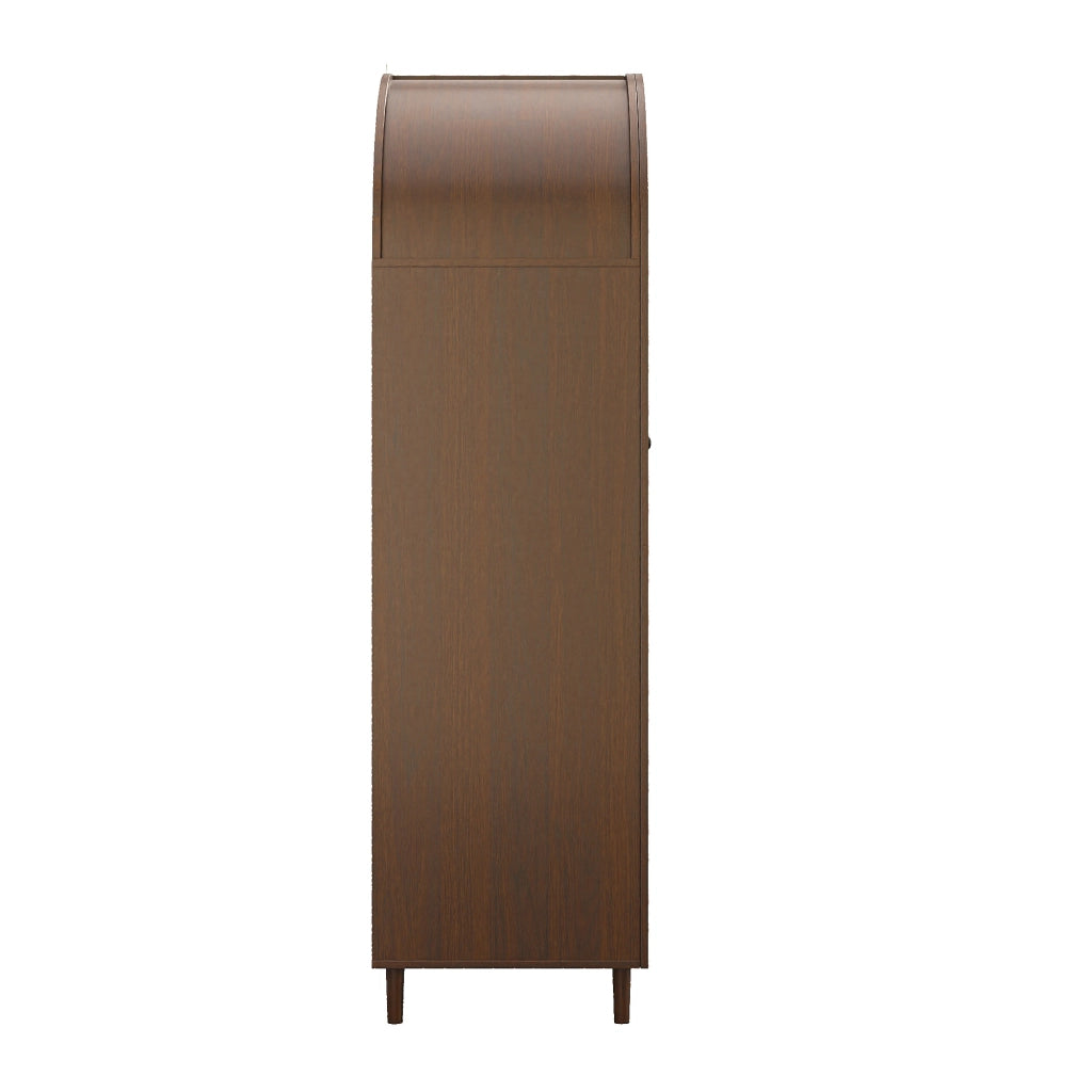 Armadio con ante curve e inserto in rattan, 1 asta appendiabiti, cassetti, per ingresso e camera, 80 × 50 × 179 cm