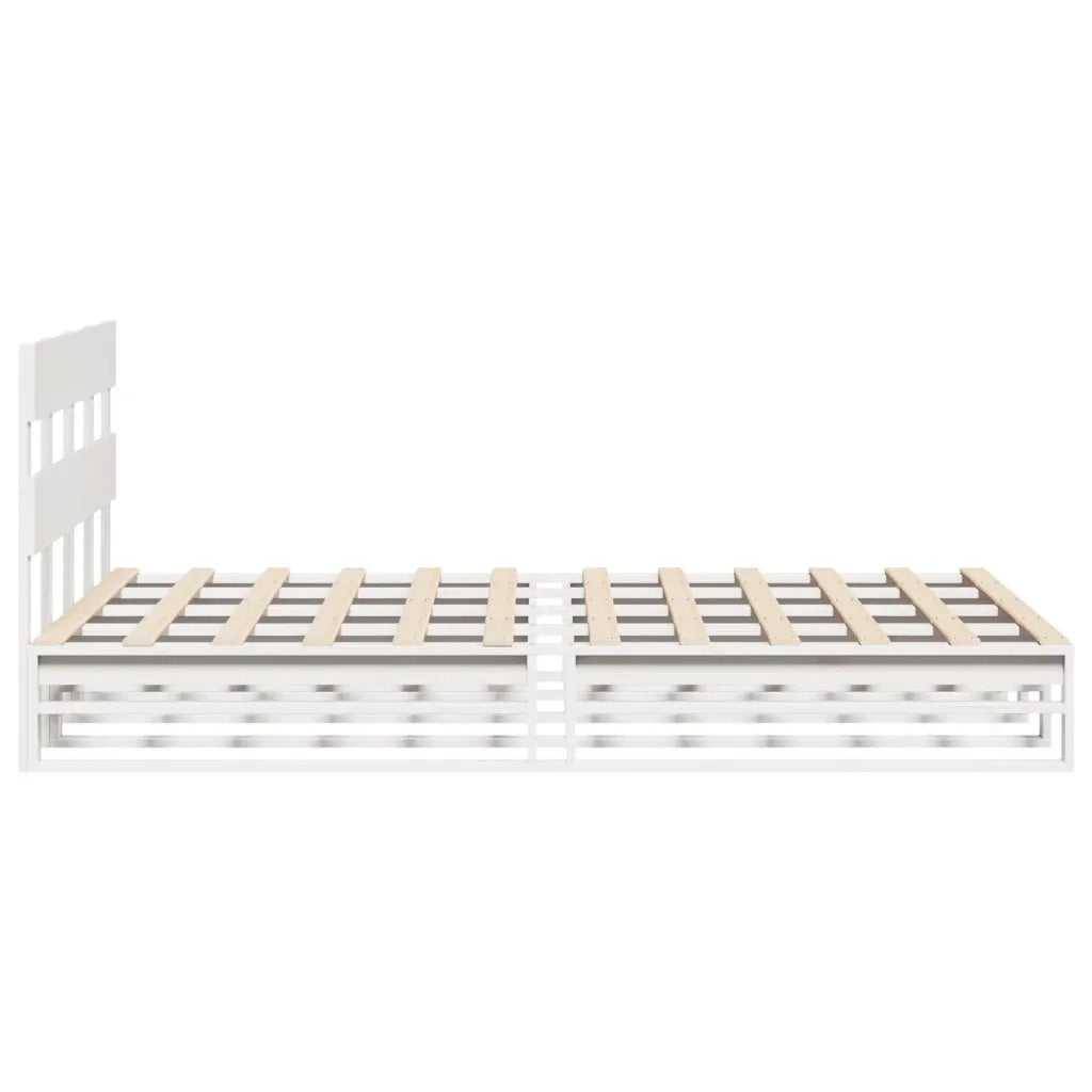 Letto matrimoniale | Letto per adulti | Letto senza Materasso Bianco 150x200 cm Legno Massello di Pino
