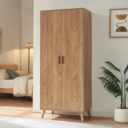 Armadio Guardaroba Norg con 2 Ante e Scomparto 191x80x52 cm - Effetto Rovere [en.casa]